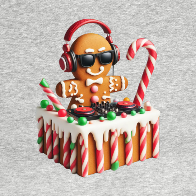 Funny Gingerbread DJ Booth Christmas Holiday Candy Cane by Frank Ring