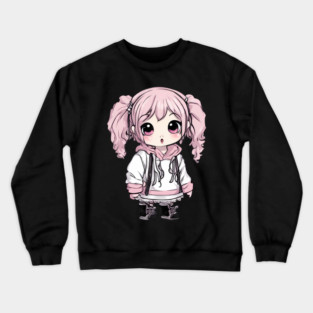Pink Hair Kawaii Girl Crewneck Sweatshirt