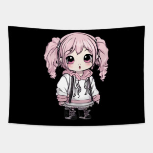 Pink Hair Kawaii Girl Tapestry