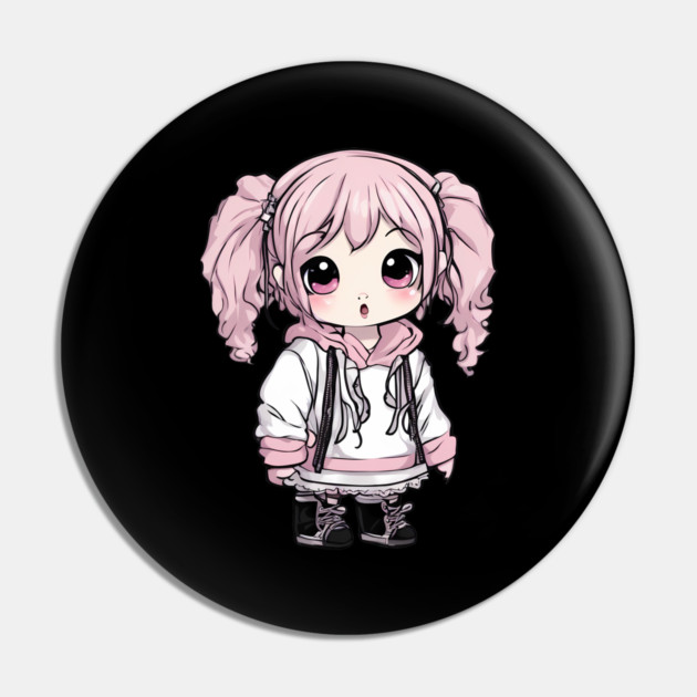 Pink Hair Kawaii Girl Pin by animegirlnft