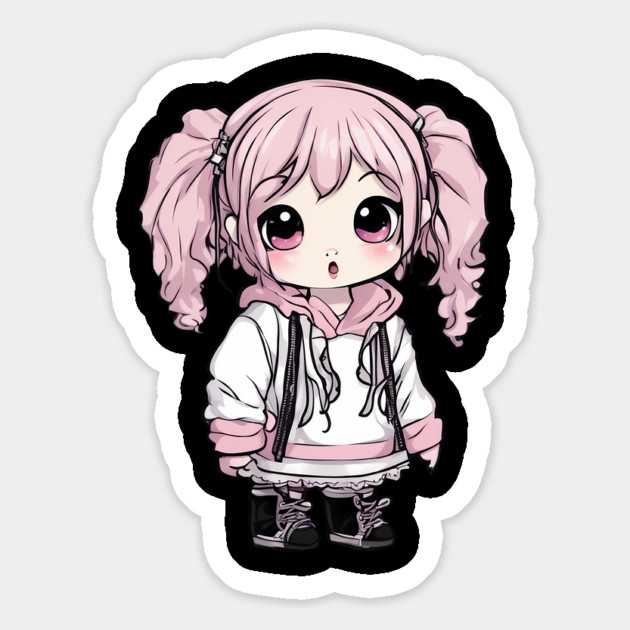 Pink Hair Kawaii Girl Magnet by animegirlnft