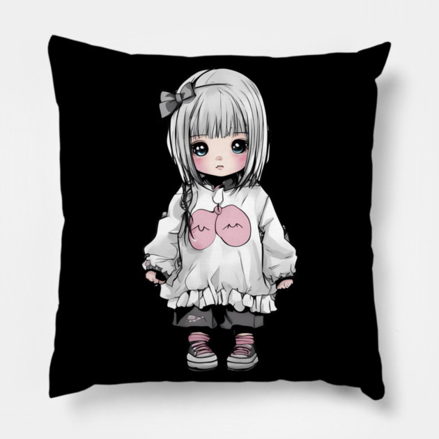Sad Kawaii Girl Pillow by animegirlnft