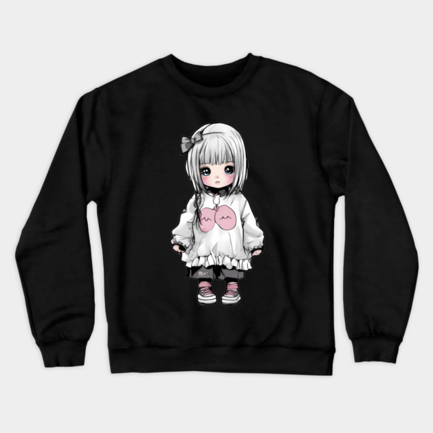 Sad Kawaii Girl Crewneck Sweatshirt by animegirlnft