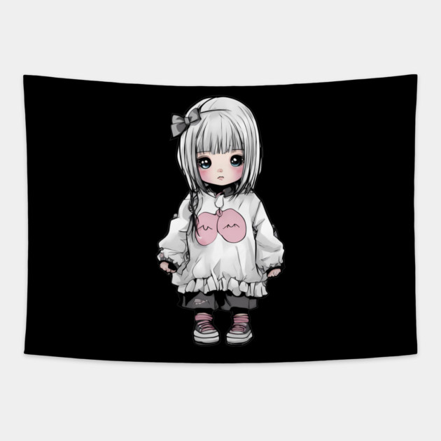 Sad Kawaii Girl Tapestry by animegirlnft