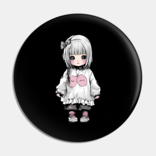Sad Kawaii Girl Pin