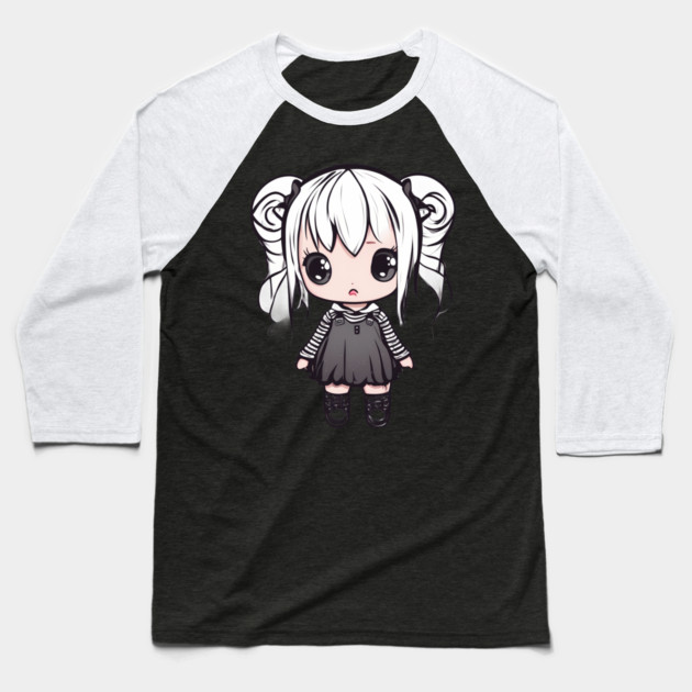 Emo Kawaii Girl Baseball T-Shirt by animegirlnft