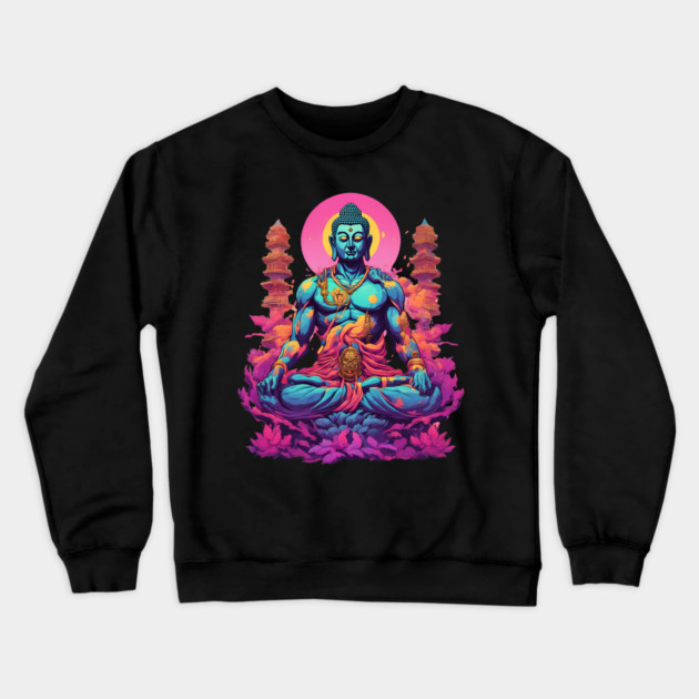 Neon Buddha Crewneck Sweatshirt by animegirlnft