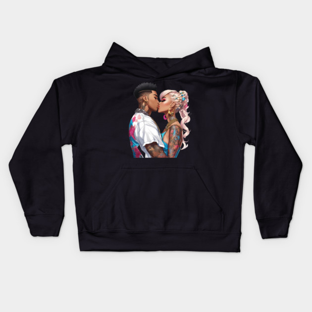 Kissing Love Kids Hoodie by animegirlnft
