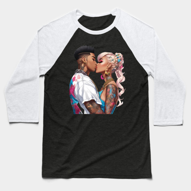 Kissing Love Baseball T-Shirt by animegirlnft