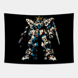 Epic Mecha Showdown T-Shirt: Anime Giant Robot Battle Tee Tapestry