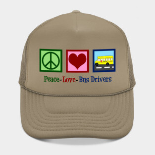 Peace Love School Bus Drivers Hat