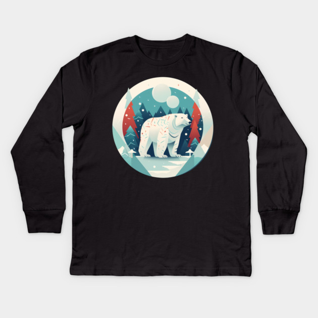 Polar Bear in Ornament, Love Bears Kids Long Sleeve T-Shirt by logiamerch