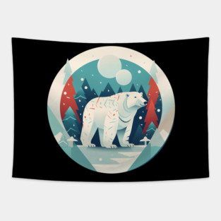 Polar Bear in Ornament, Love Bears Tapestry