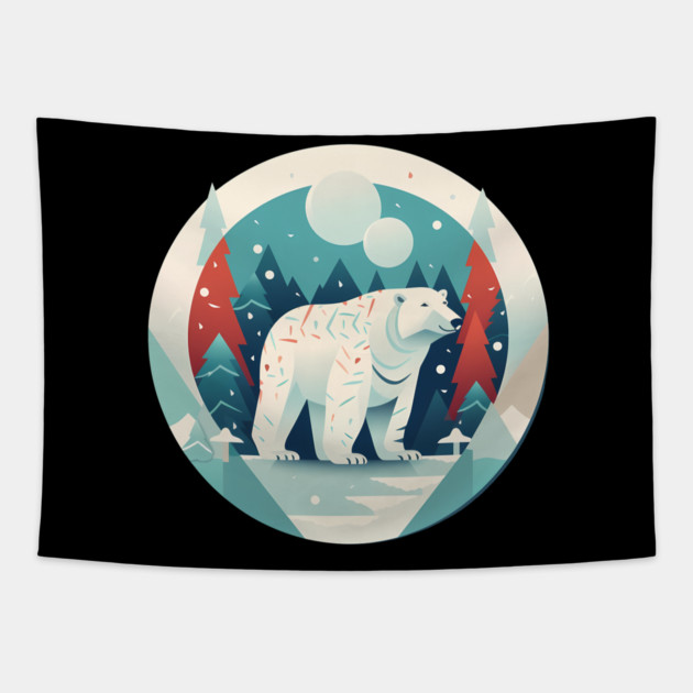 Polar Bear in Ornament, Love Bears Tapestry by logiamerch
