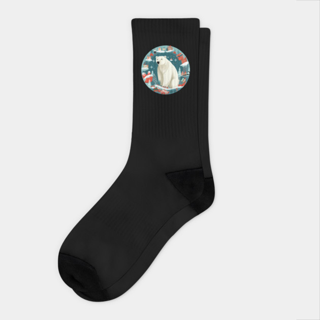 Polar Bear in Ornament, Love Bears Socks by logiamerch