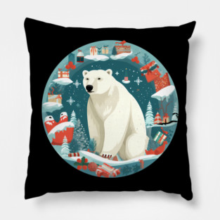 Polar Bear in Ornament, Love Bears Pillow