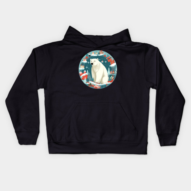 Polar Bear in Ornament, Love Bears Kids Hoodie by logiamerch