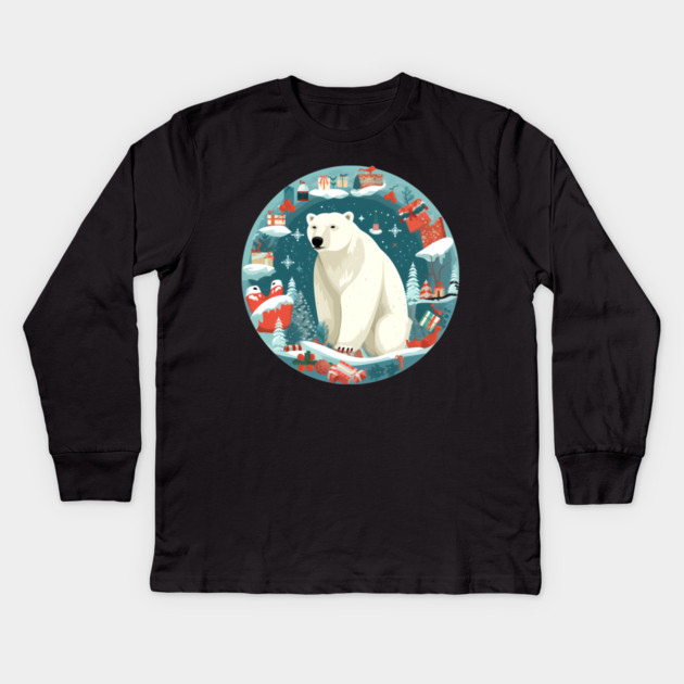 Polar Bear in Ornament, Love Bears Kids Long Sleeve T-Shirt by logiamerch