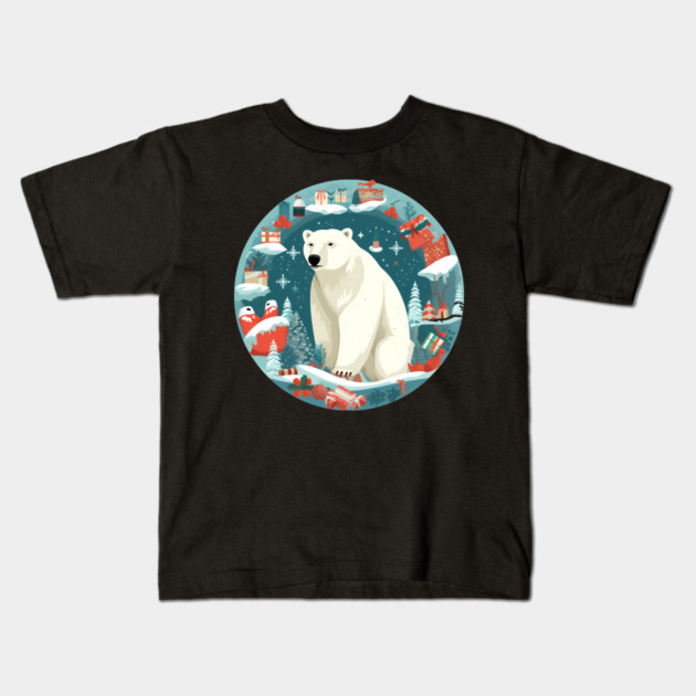 Polar Bear in Ornament, Love Bears Kids T-Shirt by logiamerch