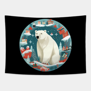 Polar Bear in Ornament, Love Bears Tapestry