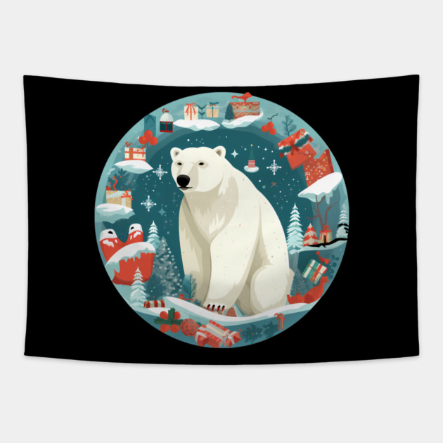 Polar Bear in Ornament, Love Bears Tapestry by logiamerch