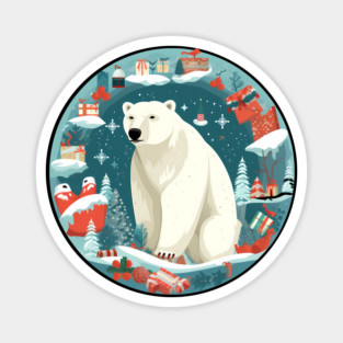 Polar Bear in Ornament, Love Bears Magnet