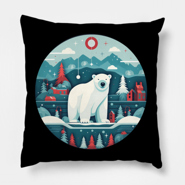 Polar Bear in Ornament, Love Bears Pillow by logiamerch
