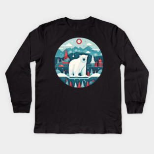 Polar Bear in Ornament, Love Bears Kids Long Sleeve T-Shirt