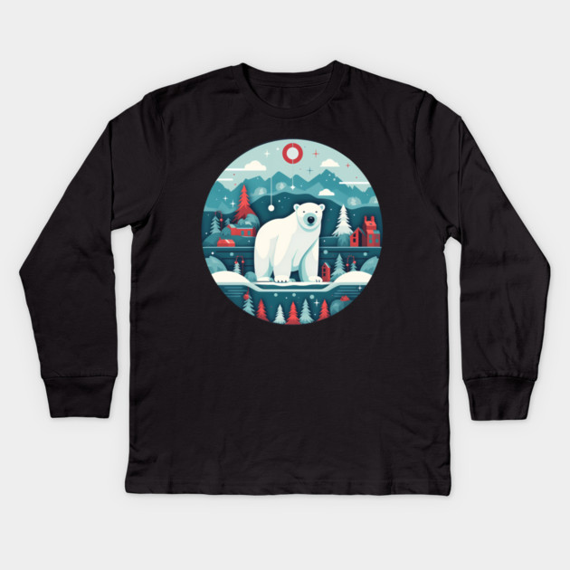 Polar Bear in Ornament, Love Bears Kids Long Sleeve T-Shirt by logiamerch