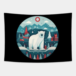 Polar Bear in Ornament, Love Bears Tapestry