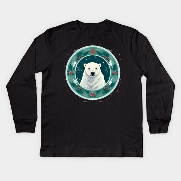 Polar Bear in Ornament, Love Bears Kids Long Sleeve T-Shirt by logiamerch