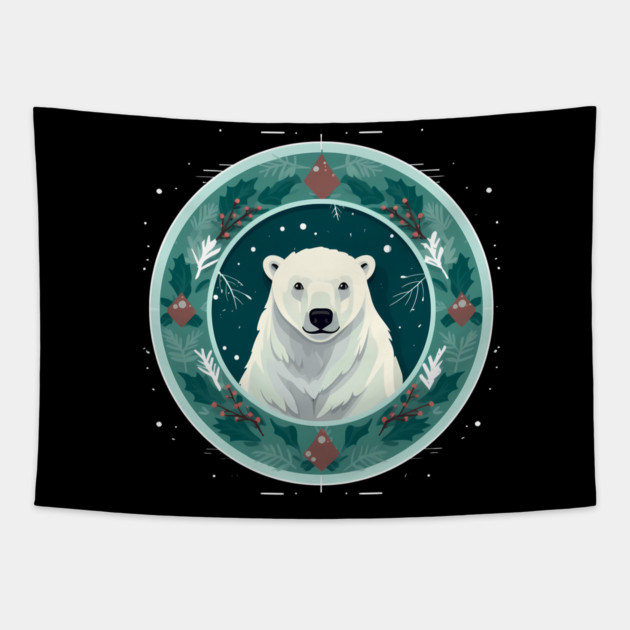 Polar Bear in Ornament, Love Bears Tapestry by logiamerch