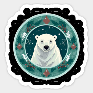 Polar Bear in Ornament, Love Bears Sticker