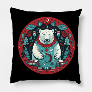 Polar Bear in Ornament, Love Bears Pillow