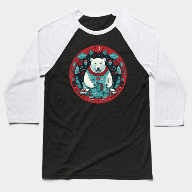 Polar Bear in Ornament, Love Bears Baseball T-Shirt by logiamerch
