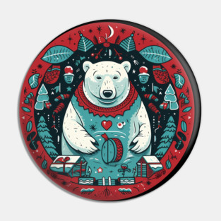 Polar Bear in Ornament, Love Bears Pin