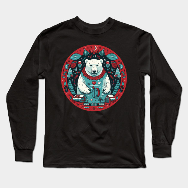 Polar Bear in Ornament, Love Bears Long Sleeve T-Shirt by logiamerch