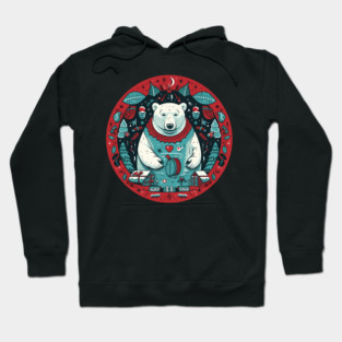 Polar Bear in Ornament, Love Bears Hoodie
