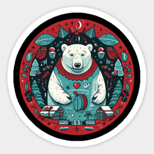 Polar Bear in Ornament, Love Bears Sticker