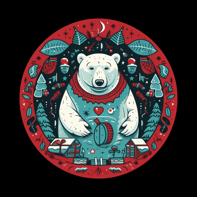 Polar Bear in Ornament, Love Bears by logiamerch