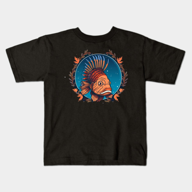 Lionfish in Ornament, Love Fishes Kids T-Shirt by logiamerch