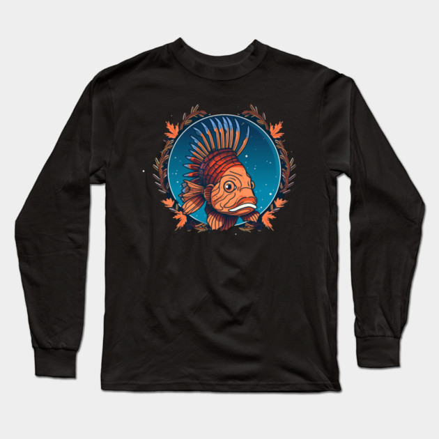 Lionfish in Ornament, Love Fishes Long Sleeve T-Shirt by logiamerch