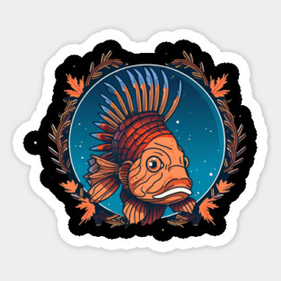 Lionfish in Ornament, Love Fishes Sticker