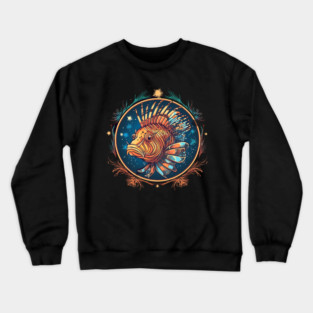 Lionfish in Ornament, Love Fishes Crewneck Sweatshirt