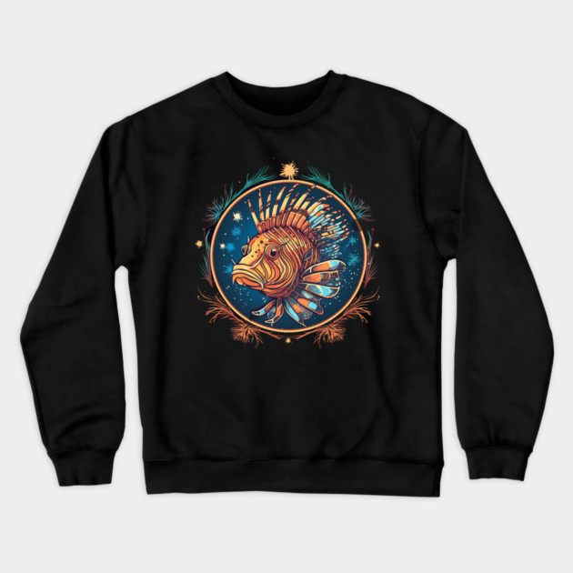 Lionfish in Ornament, Love Fishes Crewneck Sweatshirt by logiamerch