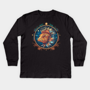 Lionfish in Ornament, Love Fishes Kids Long Sleeve T-Shirt