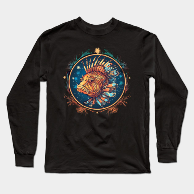 Lionfish in Ornament, Love Fishes Long Sleeve T-Shirt by logiamerch