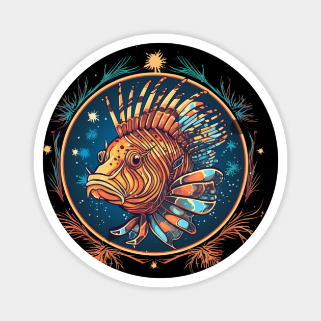 Lionfish in Ornament, Love Fishes Magnet by logiamerch