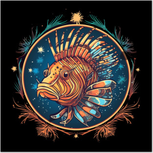 Lionfish in Ornament, Love Fishes Posters and Art