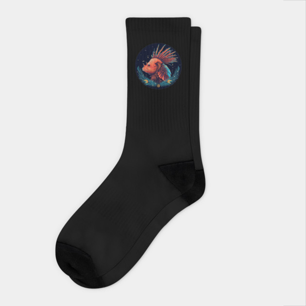 Lionfish in Ornament, Love Fishes Socks by logiamerch